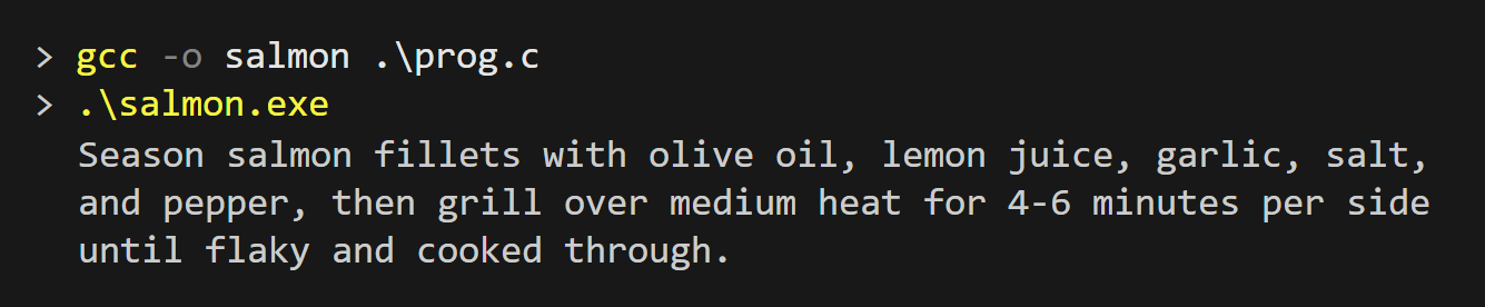 Salmon recipe output